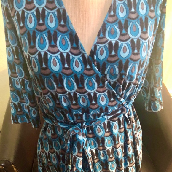 Banana Republic Navy Blue Jersey Knit Stretch Gemma Belted Wrap Dress M - Picture 2 of 4